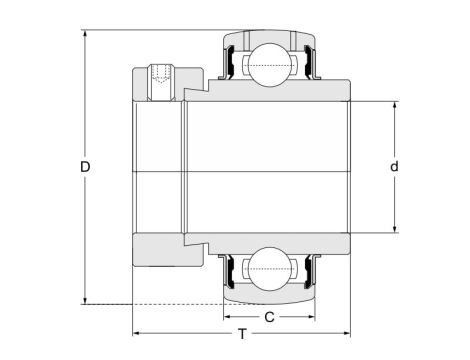 Łożysko samonastawne EX205 16G2 SNR, 25.4 x 52 x 44.3 - 3