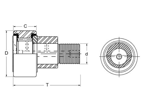 Rolka igiełkowa z trzpieniem, mimośrodowa KRE40 PP A NMT INA, 22 x 40 x 20 - 3