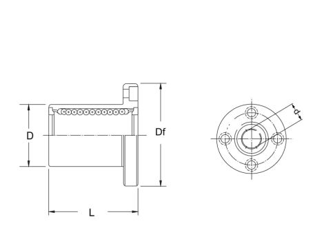 Tuleja toczna z kołnierzem LMF6LUU FBJ, 6 x 12 x 35 - 3