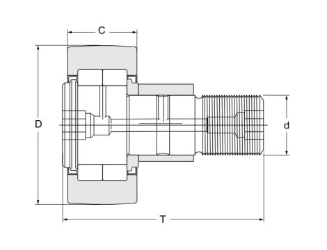 Rolka wałeczkowa z trzpieniem, mimośrodowa NUKRE40 A NMT INA, 22 x 58 x 40 - 2