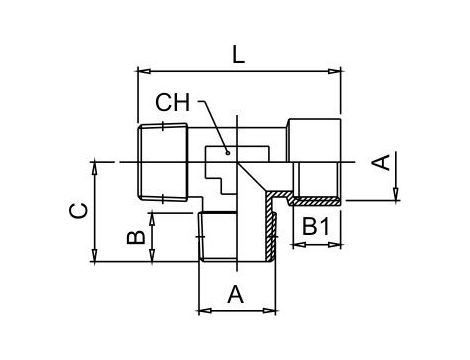 Trójnik gwintowany typu T WZZ 2 x G 3/8 GZ - G 3/8 GW, mosiądz niklowany - 2