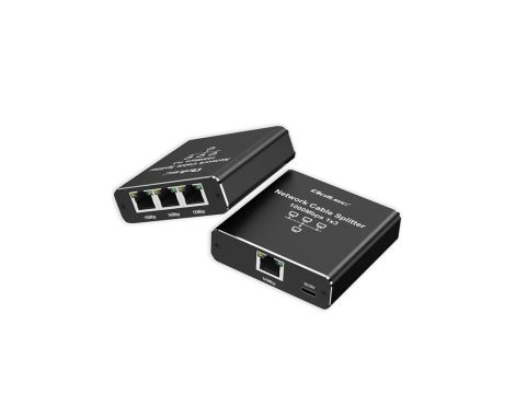 Qoltec Rozdzielacz Splitter Ethernet mini SWITCH 1x3 RJ45 1000Mb/s USB-C Aluminium