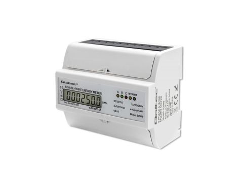 Qoltec Trójfazowy dwukierunkowy elektroniczny licznik miernik zużycia energii na szynę DIN 400V 100A LCD 4P