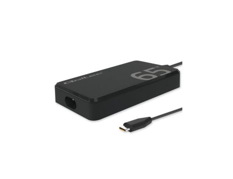 Qoltec Ładowarka sieciowa 65W GaN Super Fast SLIM PD 5-20V 3.25A USB-C 3.1 Laptop MacBook Smartfon + kabel