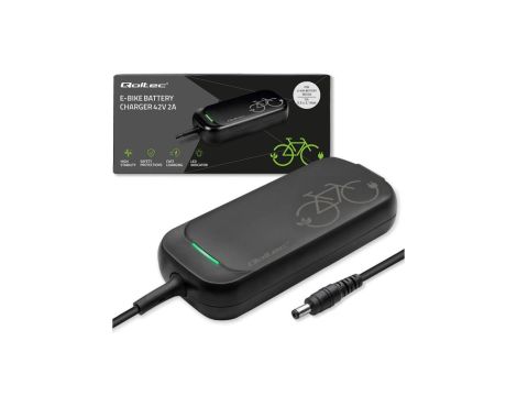Qoltec Szybka Ładowarka do roweru skutera elektrycznego 36V 42V 2A 5.5*2.1 wodoodporna +kabel zasilający