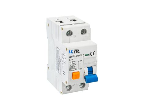 Wyłącznik różnicowoprądowy z członem nadprądowym 1P+N 20A 30mA typ AC LC-Tec EBS9BLN-30/20/AC LCTEC-EBS9BLN-30/20/