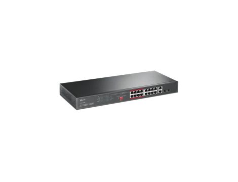 Switch 19 RACK 16x port RJ45 (Fast Ethernet 100Mb/s, w tym 16x PoE+) + 2x port RJ45 (Gigabit Ethernet 1000Mb/s) + 2x port SFP pr