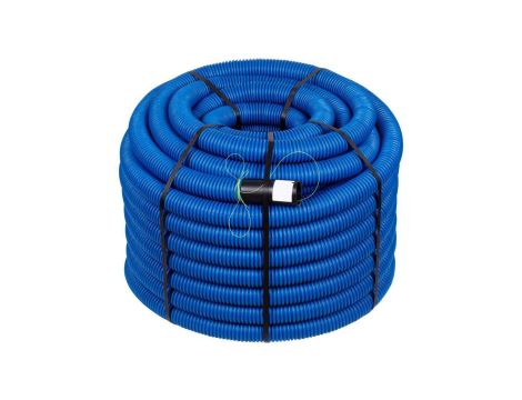 Rura karbowana AROT 32mm dwuwarstwowa osłonowa do ziemi peszel z pilotem z mufą 450N HDPE niebieska 25m RDG ITALINE