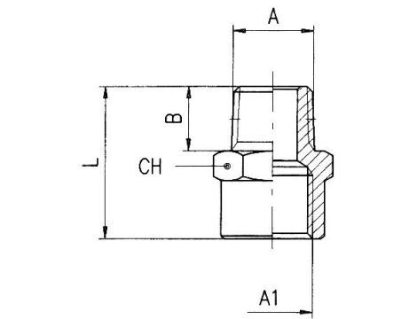 Złączka redukcyjna gwintowana, redukcja nyplowa R 3/8 GZ - G 1/2 GW, mosiądz niklowany - 2