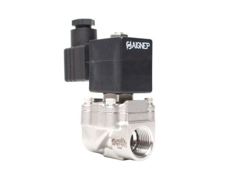 Zawór elektromagnetyczny membranowy 2/2 NC, G 3/8, NBR, NC, 0-25 bar, DN14, 230V AC, stal nierdzewna - 2