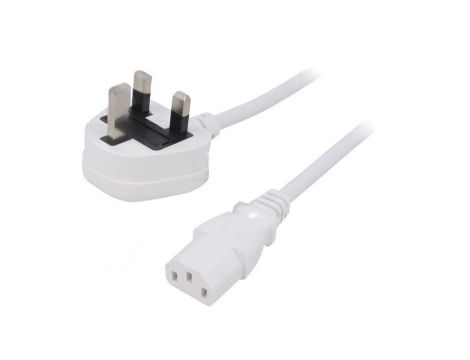 SN23-3/10/1WH Kabel: 3x1mm2, BS 1363 (G) wtyk,IEC C13 żeński, 1m, 3A