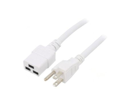 SN318-3/14/3.0WH Kabel: 3x14AWG, IEC C19 żeński,NEMA 5-15 (B) wtyk, 3m