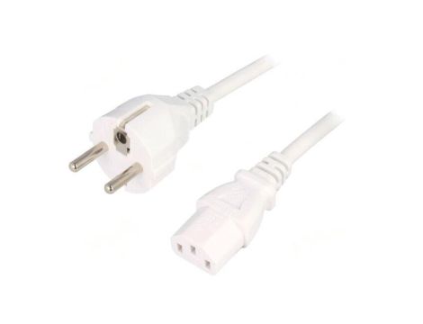 Kabel: 3x1mm2, CEE 7/7 (E/F) wtyk,IEC C13 żeński, 1,5m, 16A LT-312+501 H05VV-F 3X1.0 WHT 1.5M