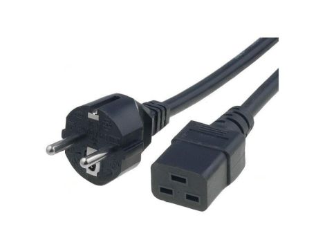 Kabel: 3x1,5mm2, CEE 7/7 (E/F) wtyk,IEC C19 żeński, 3m, 16A LT312+549 3X1.5 3.0M BLK
