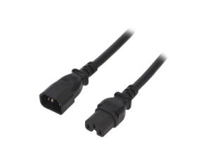 SN28-3/14/1.0BK Kabel: 3x14AWG, IEC C14 męski,IEC C15 żeński, 1m, 15A