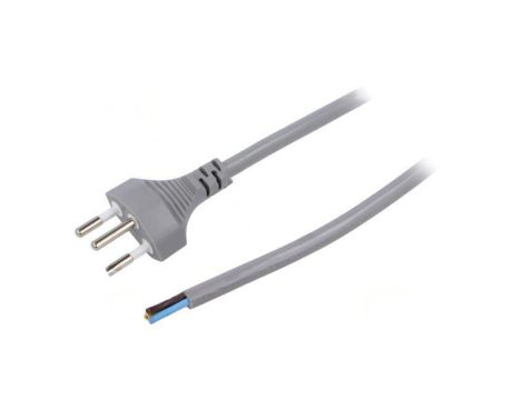 Kabel: 3x1mm2, przewody,SEV-1011 (J) wtyk, 5m, 10A LT-313 H05VV-F 3X1.0 GRY 5M END CUT