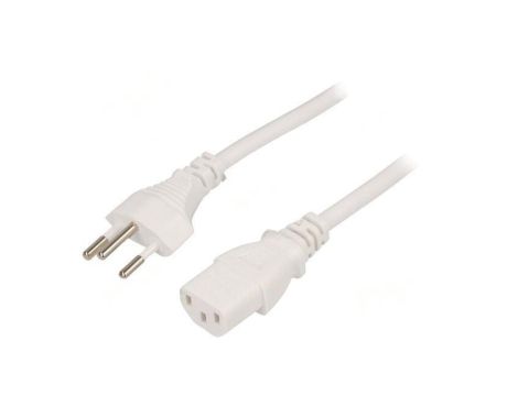 Kabel: 3x1mm2, IEC C13 żeński,SEV-1011 (J) wtyk, 3m LT-313+501 H05VV-F 3X1.0 WHT 3M
