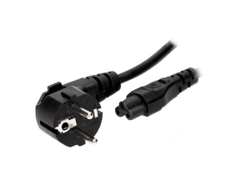 Kabel: 3x0,75mm2, CEE 7/7 (E/F) wtyk kątowy,IEC C5 żeński LT-322+535 H05VV-F 0.75/3C BLK 1M