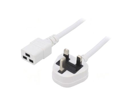 Kabel: 3x1,5mm2, BS 1363 (G) wtyk,IEC C19 żeński, 5m LT-318(3A)+549 3X1.5 WHT 5M
