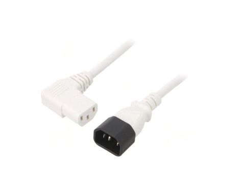Kabel: 3x1mm2, IEC C13 żeński kątowy prawy,IEC C14 męski LT-602+511R H05VV-F 3X1.0 WHT 3M