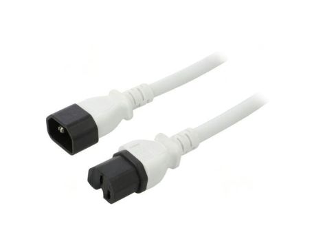 SN28-3/14/1.0WH Kabel: 3x14AWG, IEC C14 męski,IEC C15 żeński, 1m, 15A