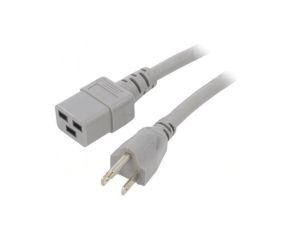 SN318-3/14/3.0GY Kabel: 3x14AWG, IEC C19 żeński,NEMA 5-15 (B) wtyk, 3m