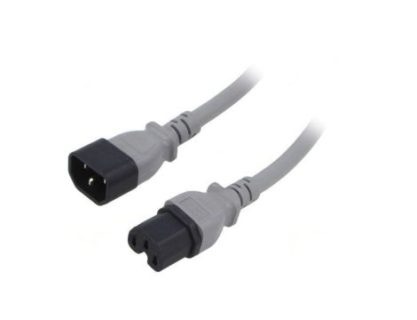 SN28-3/14/5.0GY Kabel: 3x14AWG, IEC C14 męski,IEC C15 żeński, 5m, 15A
