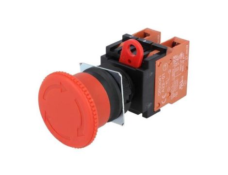 A22E-M-02 Przełącznik: bezpieczeństwa 22mm Poz.stab: 1 NC x2 czerwony