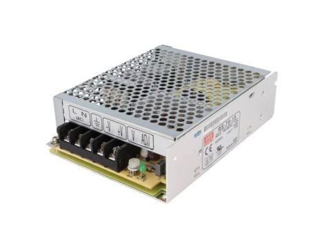 RS-75-15 Zasilacz impulsowy do wbudowania modułowy 75W 15VDC 5A
