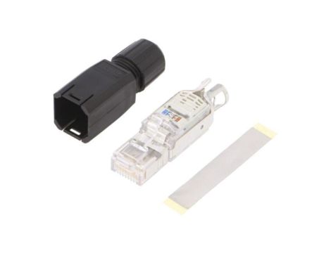 VS08RJ455QIP20BK Złącze RJ45, wtyk, il.pinów: 8, Kat: 5, złocony, 8p8c, 26AWG23AWG, IDC