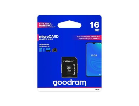 Karta pamięci GOODRAM microSD (microSDHC) 16GB class 10 UHS-I + adapter SD