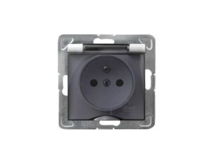 IMPRESJA Gniazdo bryzgoszczelne z uziemieniem IP-44 białe wieczko dymne GPH-1YZ/m/00/d