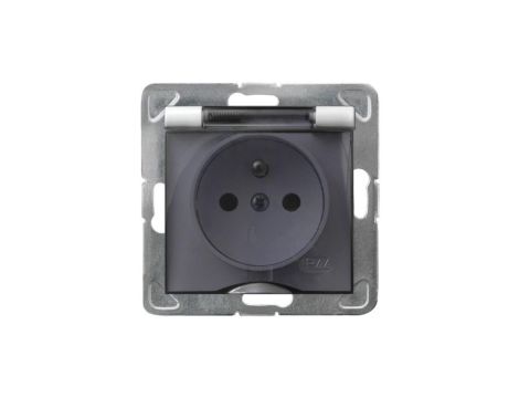 IMPRESJA Gniazdo bryzgoszczelne z uziemieniem IP-44 białe wieczko dymne GPH-1YZ/m/00/d