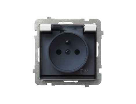 SONATA Gniazdo bryzgoszczelne z uziemieniem IP-44 białe wieczko dymne GPH-1RZ/m/00/d