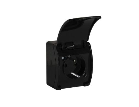 KOALA Gniazdo pojedyncze natynkowe wodoodporne IP44 czarne 161-05