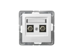 IMPRESJA Gniazdo antenowe typ F podwójne do ramki białe GPA-2YF/m/00