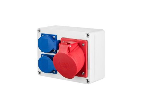 Rozdzielnica budowlana skrzynka siłowa RS-3 2x2p+Z, 1x32A IP44 szara 6203-01