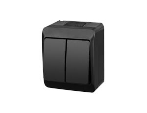 HERMES Łącznik podwójny natynkowy IP44 czarny 0332-09