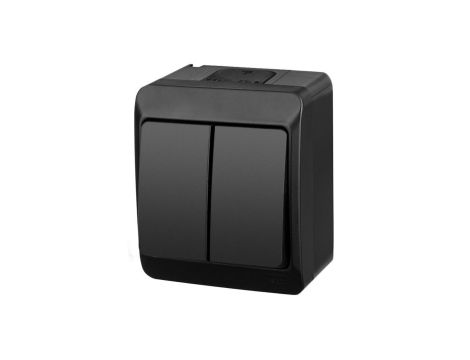 HERMES Łącznik podwójny natynkowy IP44 czarny 0332-09