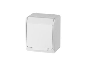 HERMES Gniazdo pojedyncze z klapką białą z/u natynkowe IP44 białe 0321-02