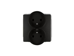 DECO Gniazdo podwójne Z/U do ramki czarne SOFT 12DGPRSO-2zp