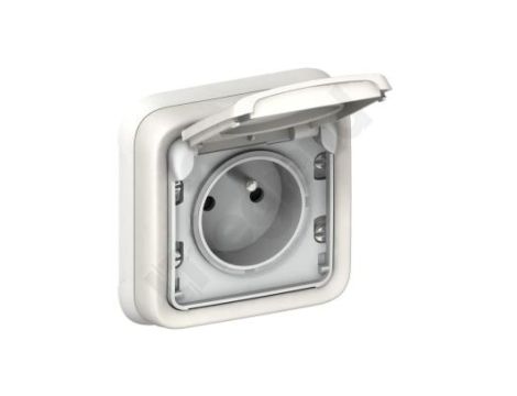 PLEXO55 Gniazdo z klapką z/u P/T białe/ecru 069870