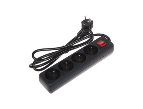 Przedłużacz 4-gniazda PR-1.5M-4G-SW/B 1.3m czarny