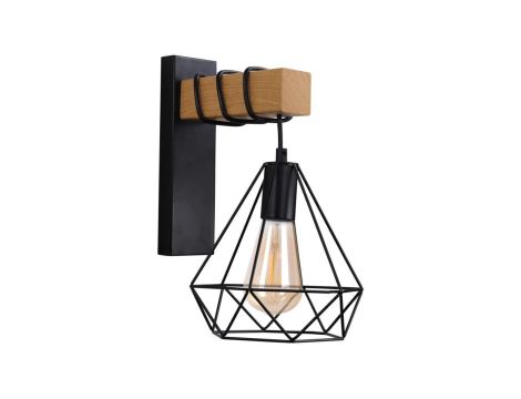 Kinkiet Ścienny Lampa VIGO 1x E27 Drewno Czarny GOLDLUX (Polux)