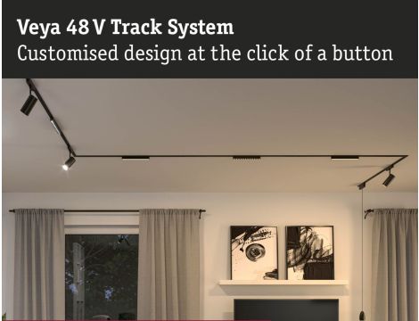 Łącznik szynowy L VEYA system 48V DC czarny matowy / tworzywo sztuczne - 6