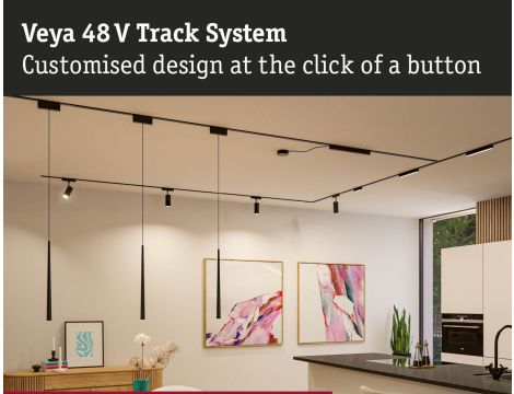 Łącznik szynowy T VEYA system 48V DC czarny matowy / tworzywo sztuczne - 6