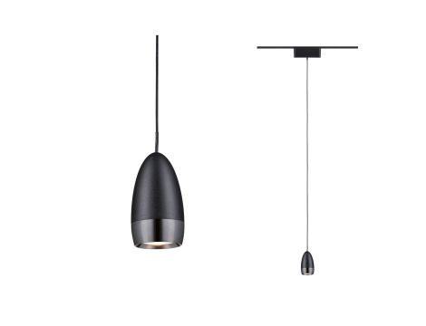 Oprawa zwieszana na szynoprzewód VEYA LYROS LED 5W 640lm IP20 3000K 48V DC czarny matowy / aluminium