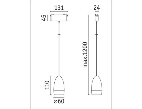 Oprawa zwieszana na szynoprzewód VEYA LYROS LED 5W 640lm IP20 3000K 48V DC czarny matowy / aluminium - 10