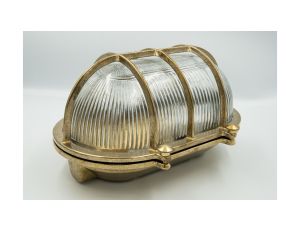 Oprawa mosiężna OVAL 25, E27, 75W, klosz przeźroczysty-szkło, IP64, siatka mosiężna A25