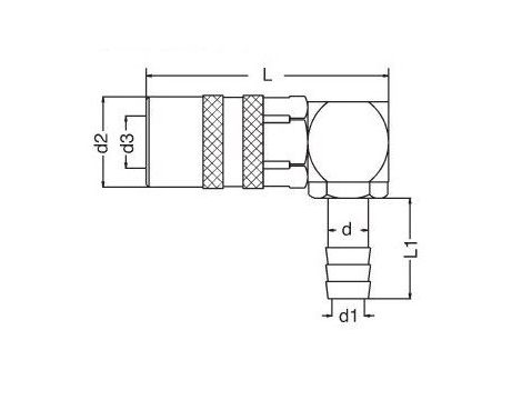 Szybkozłącze do form wtryskowych DN9 typ DME, kątowe 90 stopni do węża fi 13 mm, bez zaworu - 2